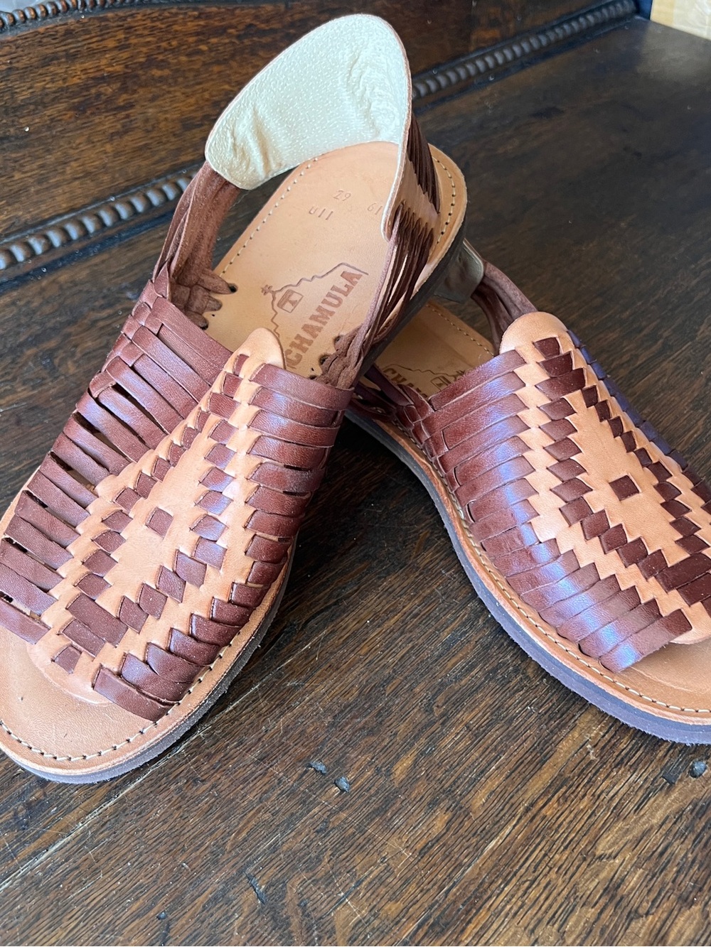 Men's Handwoven Leather Huarache Sandals - Brown